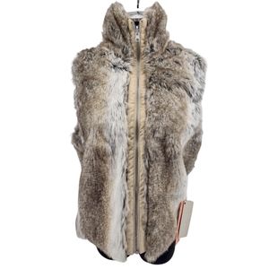 REVERSIBLE & WATERPROOF FAUX BRINDLE FUR ZIP-UP VEST      Sz WOMENS LARGE